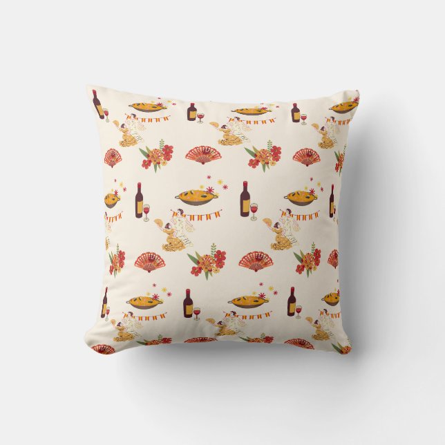Spanish Style Fiesta Throw Pillow (Front)