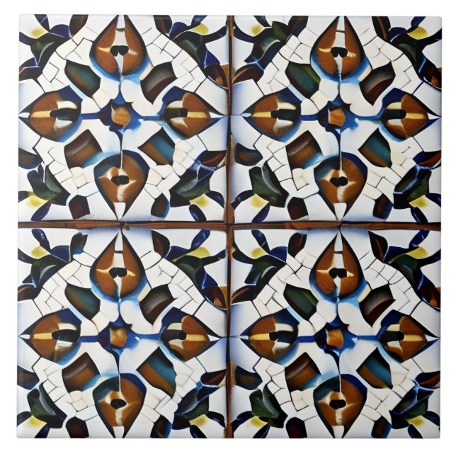 Spanish Style Simulated Mosaic Red, Black, & White Tile (Front)