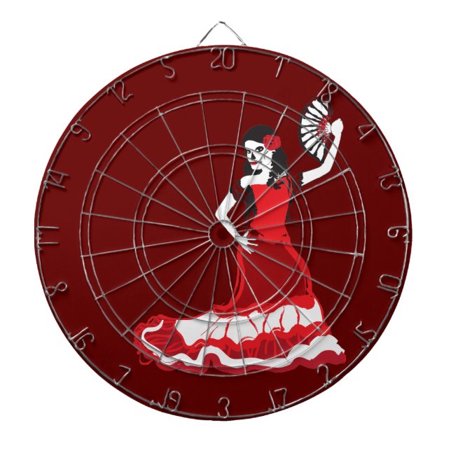 spanish sugar skull dancer dartboard (Front)
