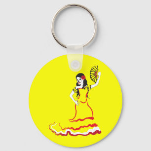 spanish sugar skull dancer keychain