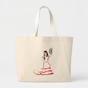 spanish sugar skull dancer large tote bag