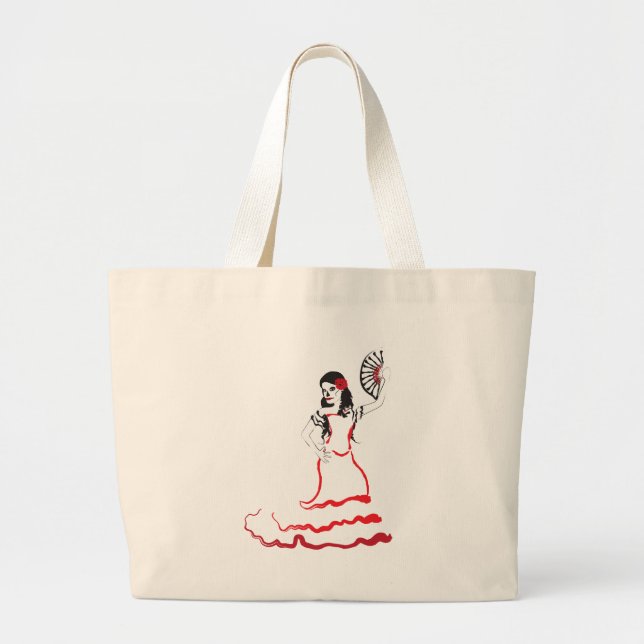 spanish sugar skull dancer large tote bag (Front)
