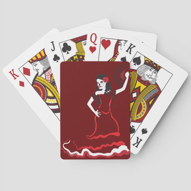 spanish sugar skull dancer playing cards (Back)