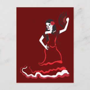 spanish sugar skull dancer postcard