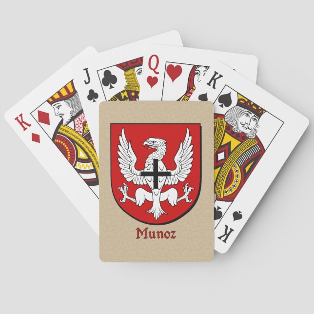 Spanish Surname Munoz Historical Shield Playing Cards (Back)