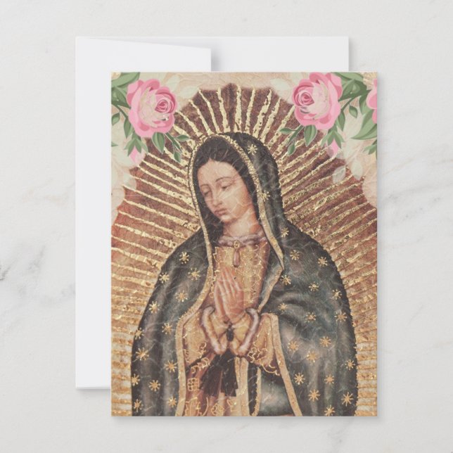 Spanish Sympathy Funeral Thank You Guadalupe Mary (Front)