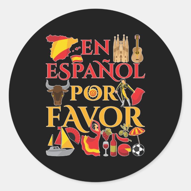 Spanish Teacher En Espanol Por Favour  Classic Round Sticker (Front)