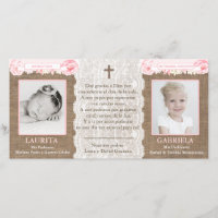 Spanish thank you card; sisters baptism communion