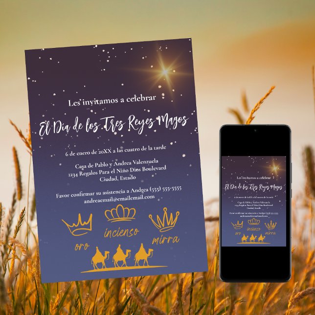 Spanish Three Kings Day Dinner Party Christmas Invitation (Creator Uploaded)