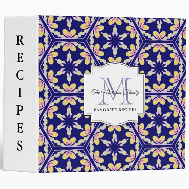 Spanish Tile | Monogram Family Favorite Recipes Binder (Front/Spine)