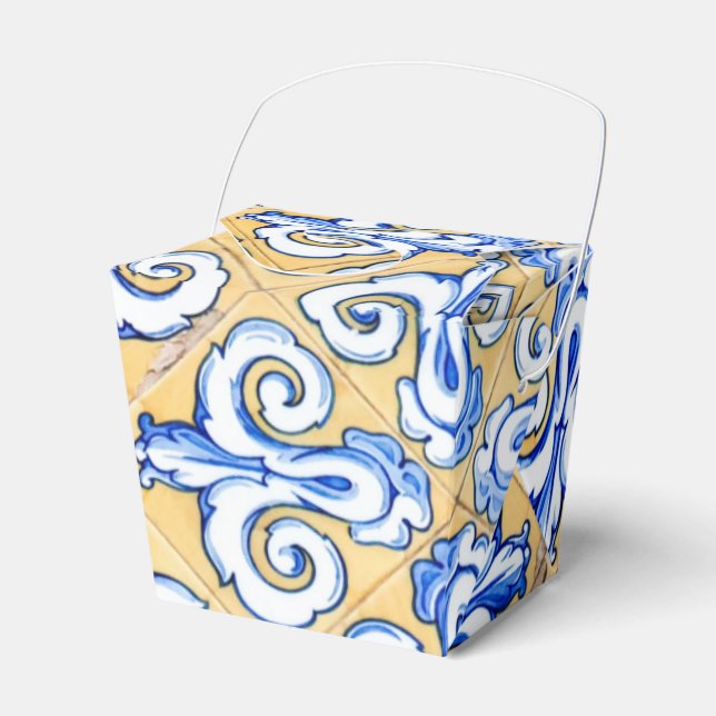 Spanish Tiles - Azulejo Blue, Yellow and White Favor Box (Front Side)