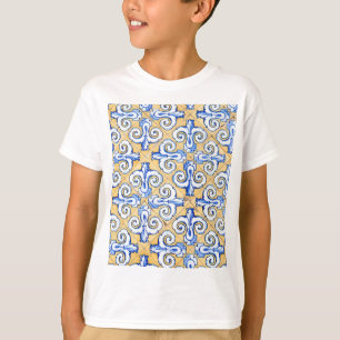 Spanish Tiles - Azulejo Blue, Yellow and White T-Shirt