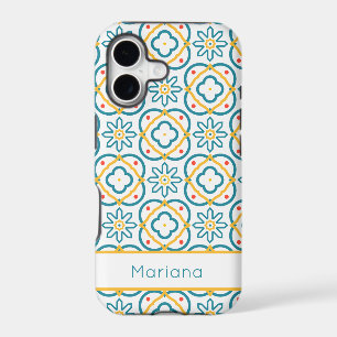 Spanish Tiles Blue Yellow and White Personalized