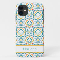 Spanish Tiles Blue Yellow and White Personalized