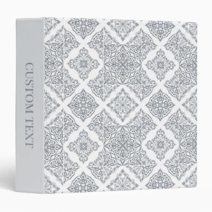 Spanish Tiles Grey Pattern Custom Binder