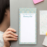 Spanish Tiles Personalized Family Grocery List Magnetic Notepad<br><div class="desc">Personalize this magnetic Grocery List and pop it on your fridge. The template is set up ready for you to add your name or your family name, whichever you prefer. This design has a pretty border of Spanish tiles, in blue, white and orange. The pad also has plenty of white...</div>