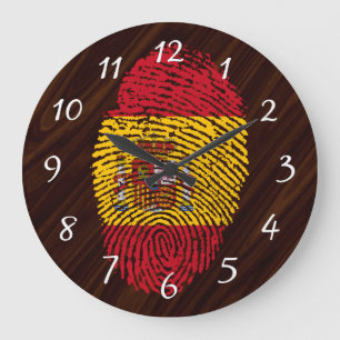 Spanish touch fingerprint flag large clock
