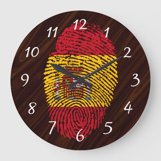 Spanish touch fingerprint flag large clock (Front)