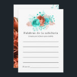 Spanish Turquoise and Coral Floral Bridal Advice<br><div class="desc">Turquoise and coral roses and tropical foliage summer bridal advice for bride-to-be cards designed to be quickly and easily customized in Spanish.</div>