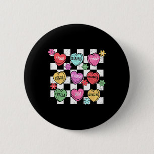 Spanish Valentine Conversation Heart Feliz San Val 2 Inch Round Button