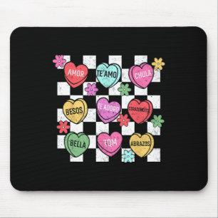 Spanish Valentine Conversation Heart Feliz San Val Mouse Pad