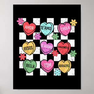 Spanish Valentine Conversation Heart Feliz San Val Poster