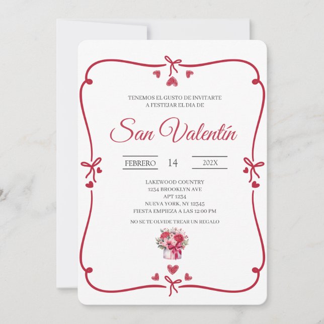 Spanish Valentines day  Invitation (Front)