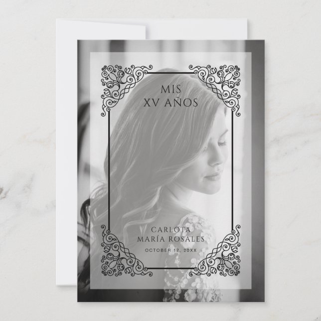 Spanish Vintage Flourish Vellum Effect Mis XV Años (Front)
