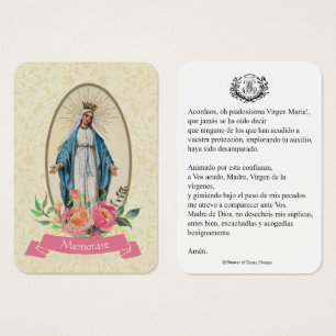 Spanish Virgin Mary Prayer Memorare Holy Card