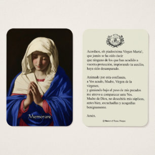 Spanish Virgin Mary Prayer Memorare Holy Card