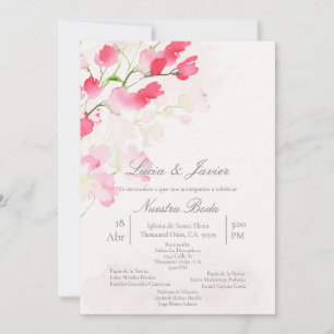 Spanish water coloured flower Wedding Invitation