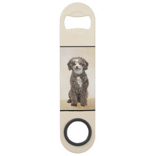 Spanish Water Dog Painting - Cute Original Dog Art Bar Key