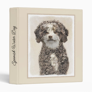 Spanish Water Dog Painting - Cute Original Dog Art Binder