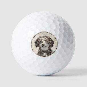 Spanish Water Dog Painting - Cute Original Dog Art Golf Balls