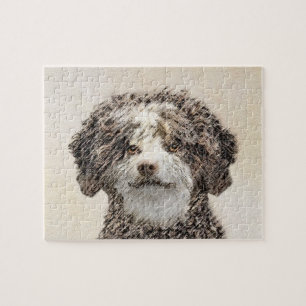 Spanish Water Dog Painting - Cute Original Dog Art Jigsaw Puzzle