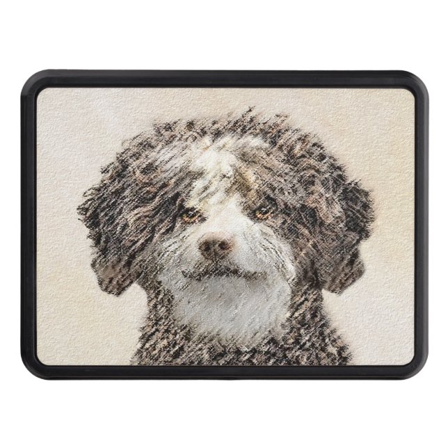 Spanish Water Dog Painting - Cute Original Dog Art Trailer Hitch Cover (Front)