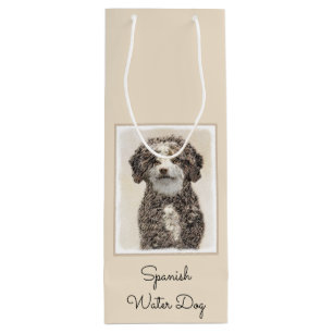 Spanish Water Dog Painting - Cute Original Dog Art Wine Gift Bag