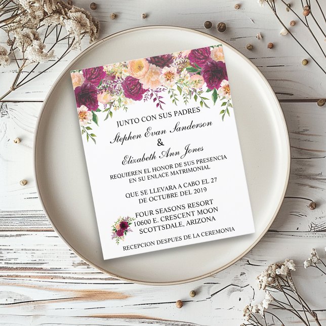 Spanish Wedding Burgundy Rosa Blush Floral Budget (Creator Uploaded)