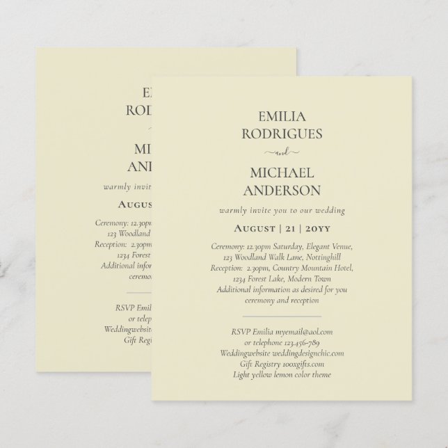 Spanish Wedding Invitation BILINGUAL Nuestra Boda (Front/Back)