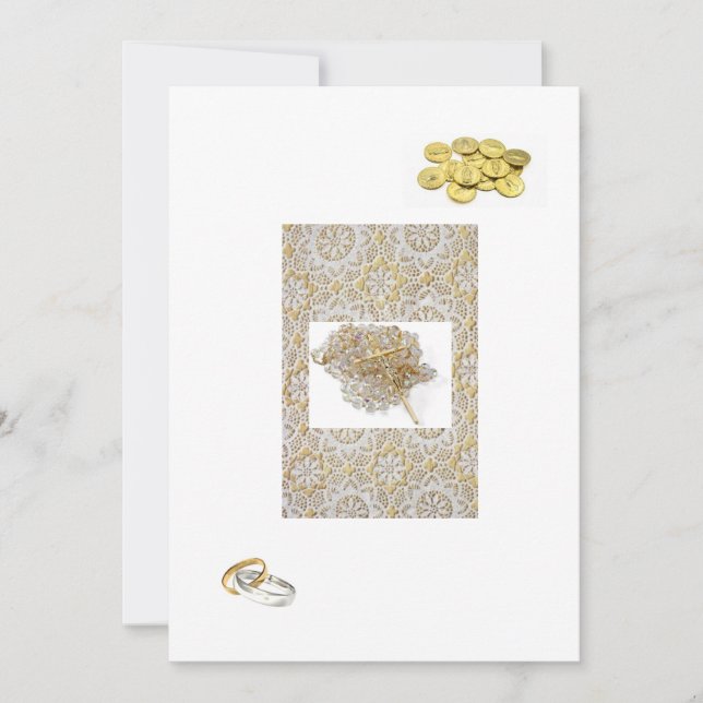 Spanish Wedding Invitation "Gold Bands & Coins" (Front)
