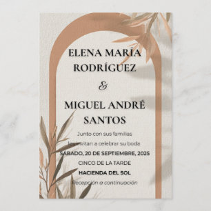 Spanish Wedding Invitation Terracotta Arch Olive