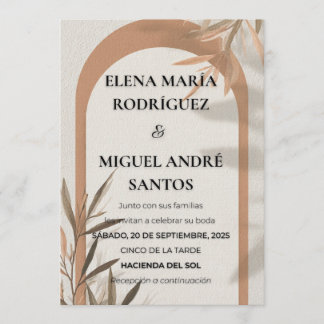 Spanish Wedding Invitation Terracotta Arch Olive