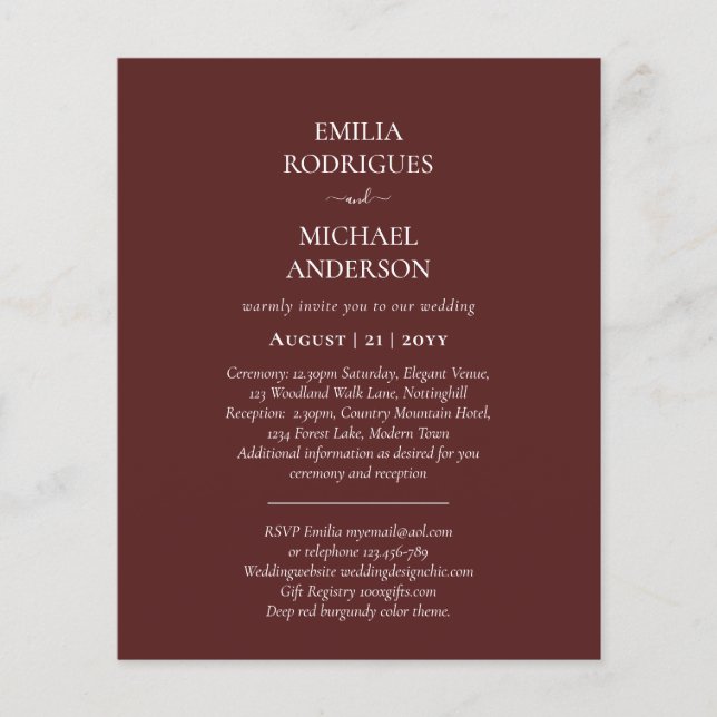 Spanish Wedding Invites BILINGUAL Budget Boda Flyer (Front)