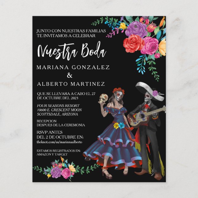 Spanish Wedding Nuestra Boda Day of Dead  (Front)
