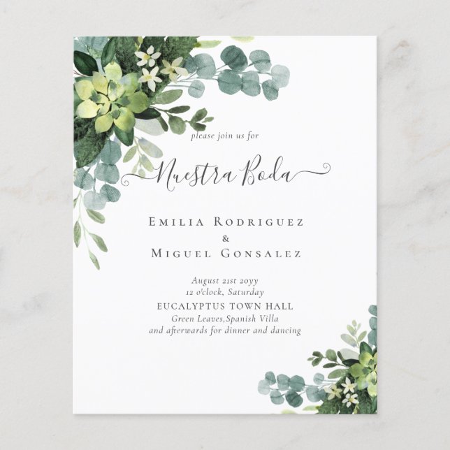 Spanish Wedding NUESTRA BODA Eucalyptus Greenery (Front)