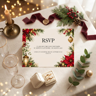 Spanish wedding RSVP, Spanish Holiday, Red gold RSVP Card