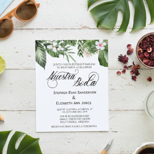 Spanish Wedding Tropical Leaves Nuestra Boda Invit Flyer