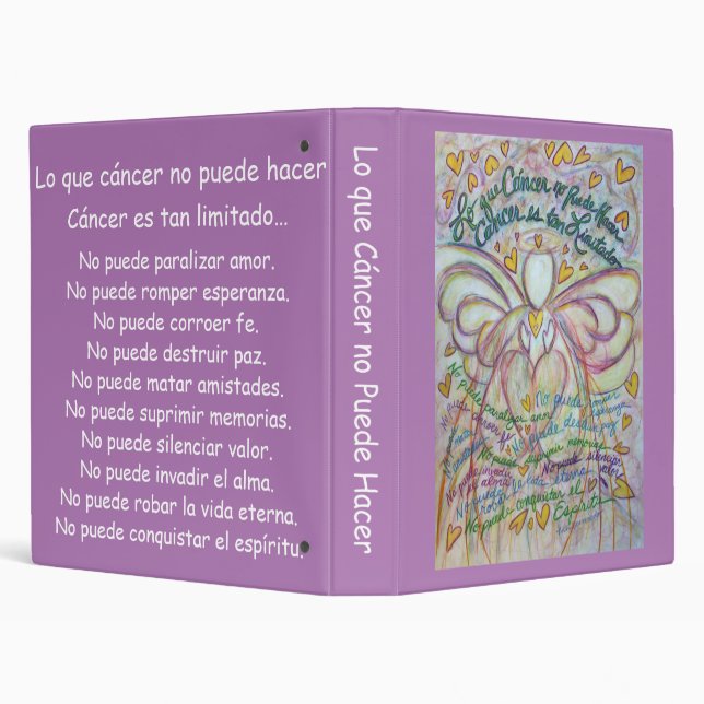 Spanish What Cancer Cannot Do Poem Binder Notebook (Background)