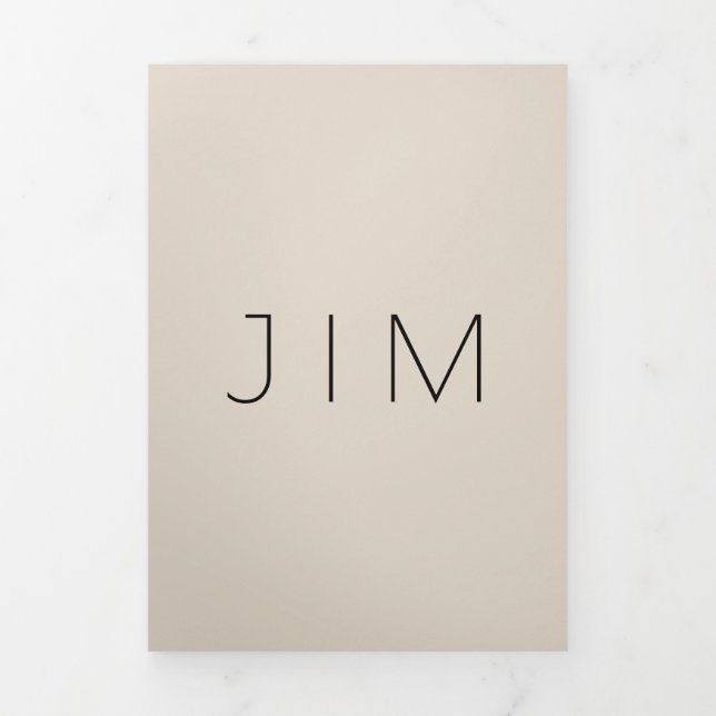 Spanish White Beige Formal minimal Wedding Tri-Fold Card (Cover)