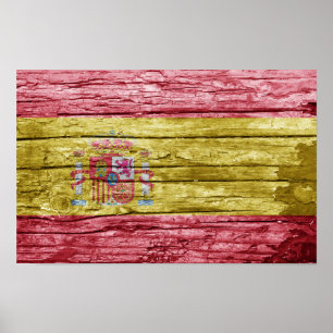 Spanish wood flag poster